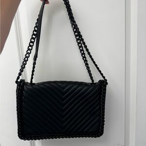 NWOT Black Quilted Chain Large Bag